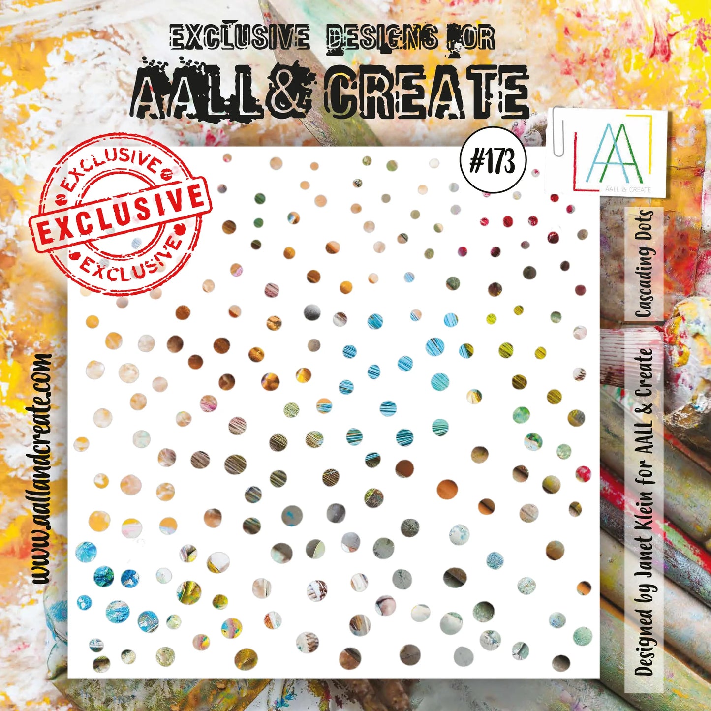 AALL & CREATE - 6X6 Stencil -Cascading Dots #173