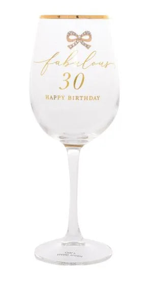 Jewelled 30th Wine Glass