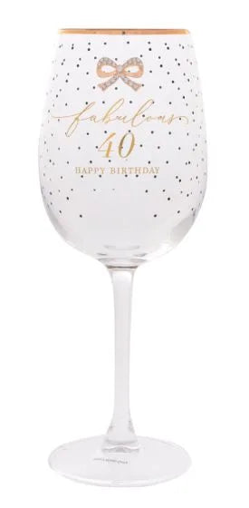 Jewelled 40th Wine Glass