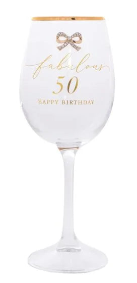 Jewelled 50th Wine Glass