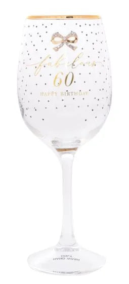 Jewelled 60th Wine Glass