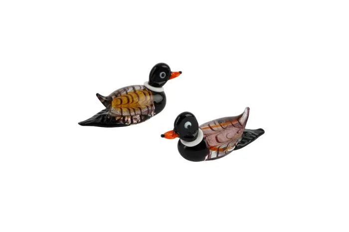 Miniature Artisan Glass Duck Figurines (set of 2)