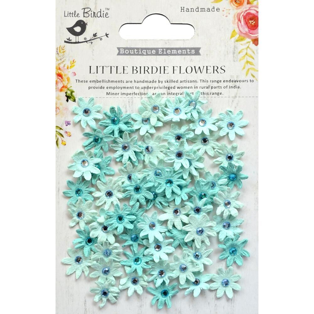 Little Birdie -Paper Flowers - Arctic Ice-Micro Jeweled Florette