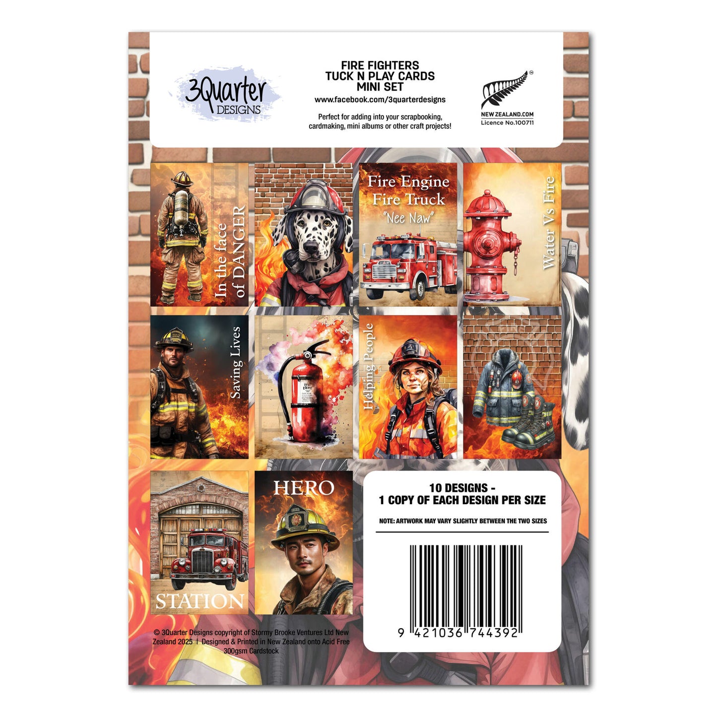 3 Quarter Designs - Fire Fighter Mini Collection Designer Paper & Diecuts Set & Tuck n Play Mini Set