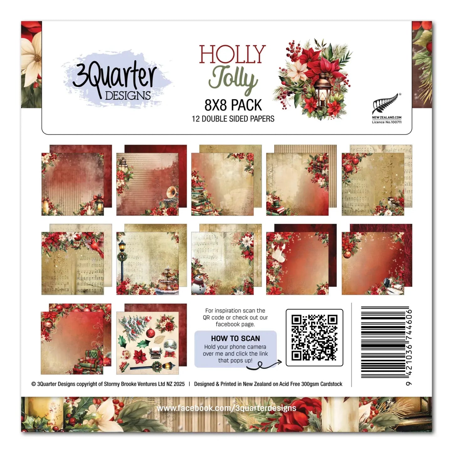 3 Quarter Designs - Holly Jolly 8x8 Pack