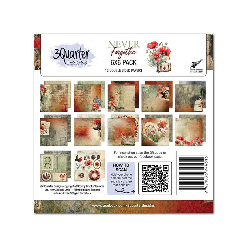 3 Quarter Designs - Never Forgotten Paper Packs 6"x6"