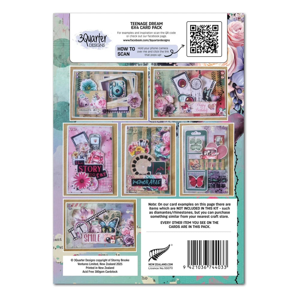 3 Quarter Designs - Teenage dream 6x4 Card Pack