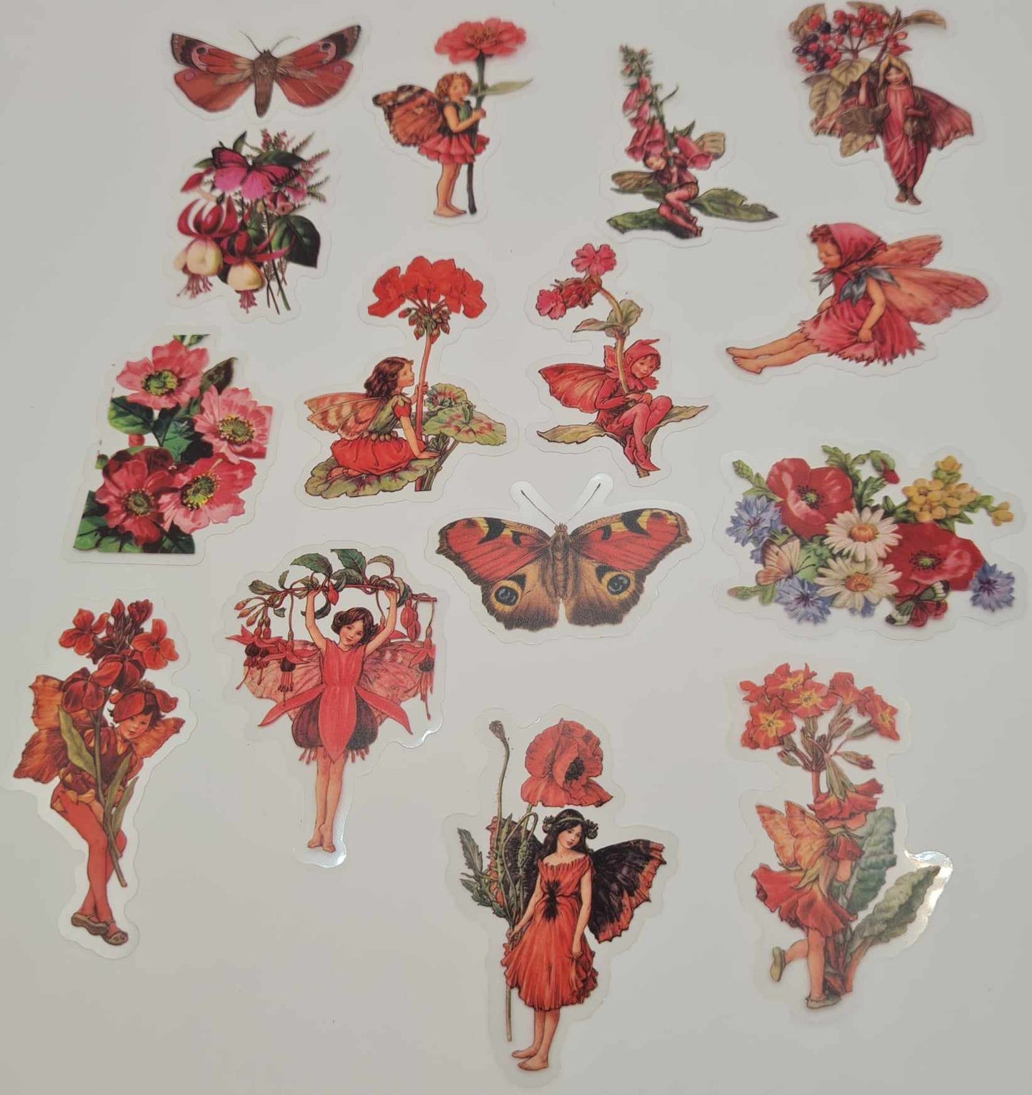 Garden Fairies- Clear Stickers - Red