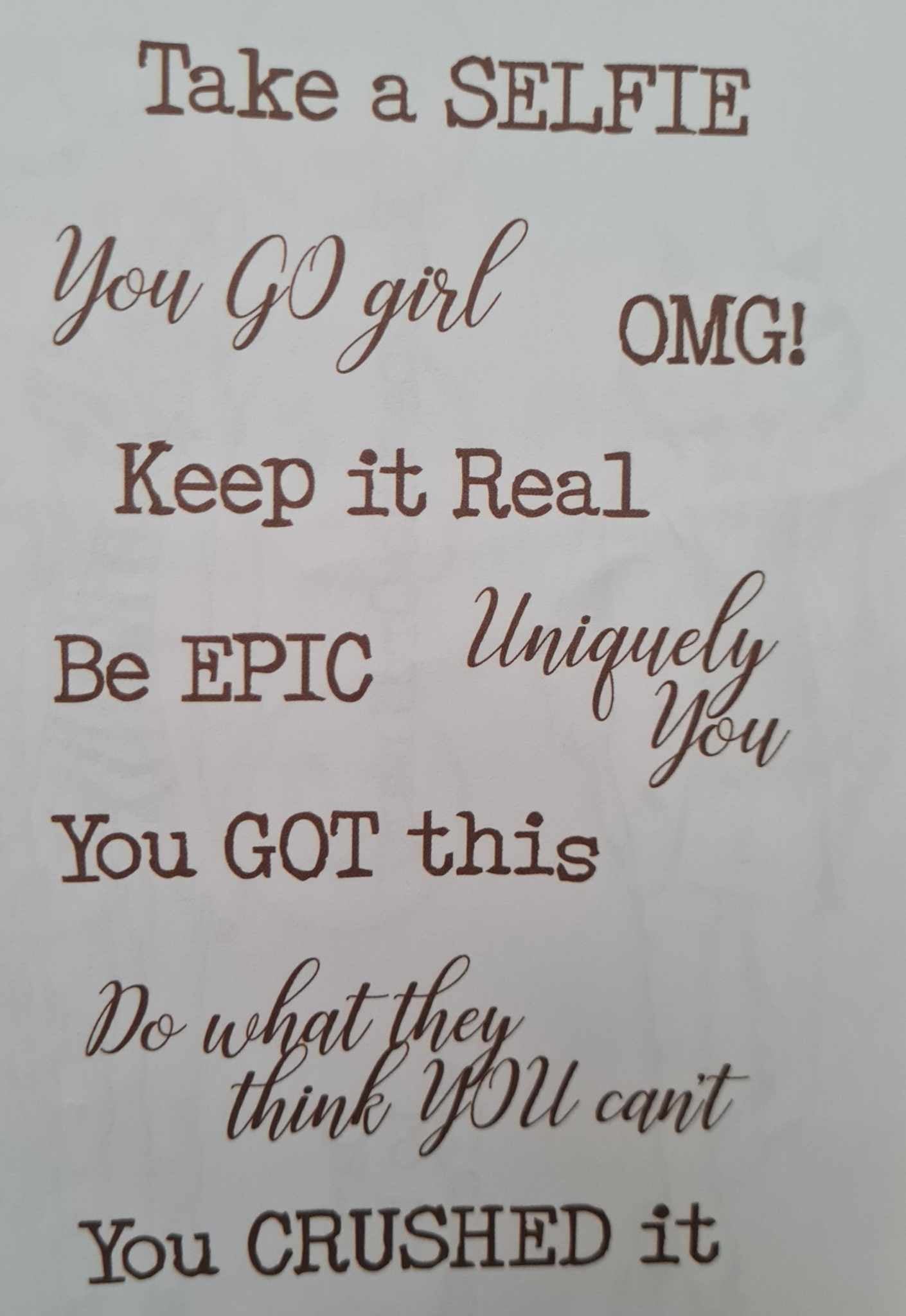 Kaszazz Rubber Stamp - Mini Messages - Selfie (un-cut set)