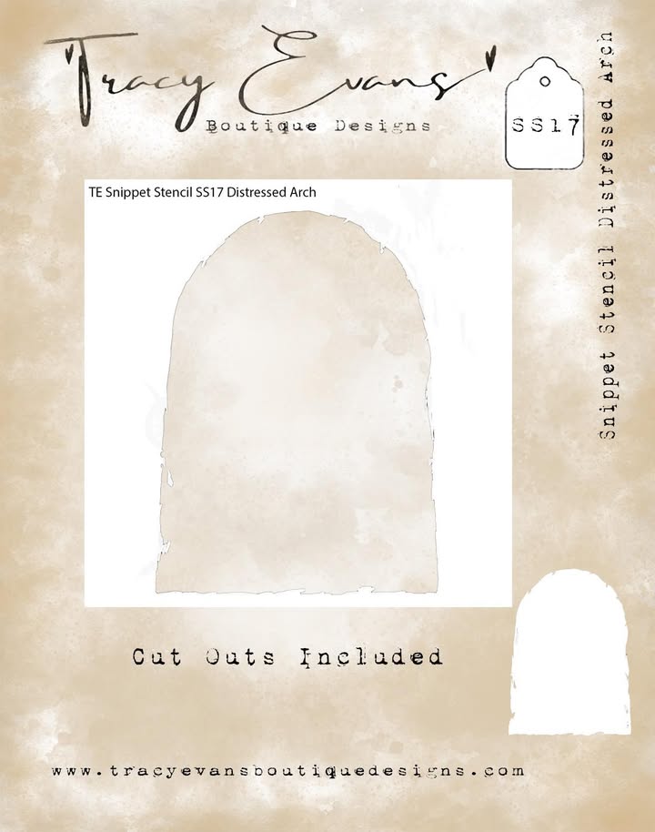 Tracy Evans Boutique Designs - Snippet Stencils - Distressed Arch SS17