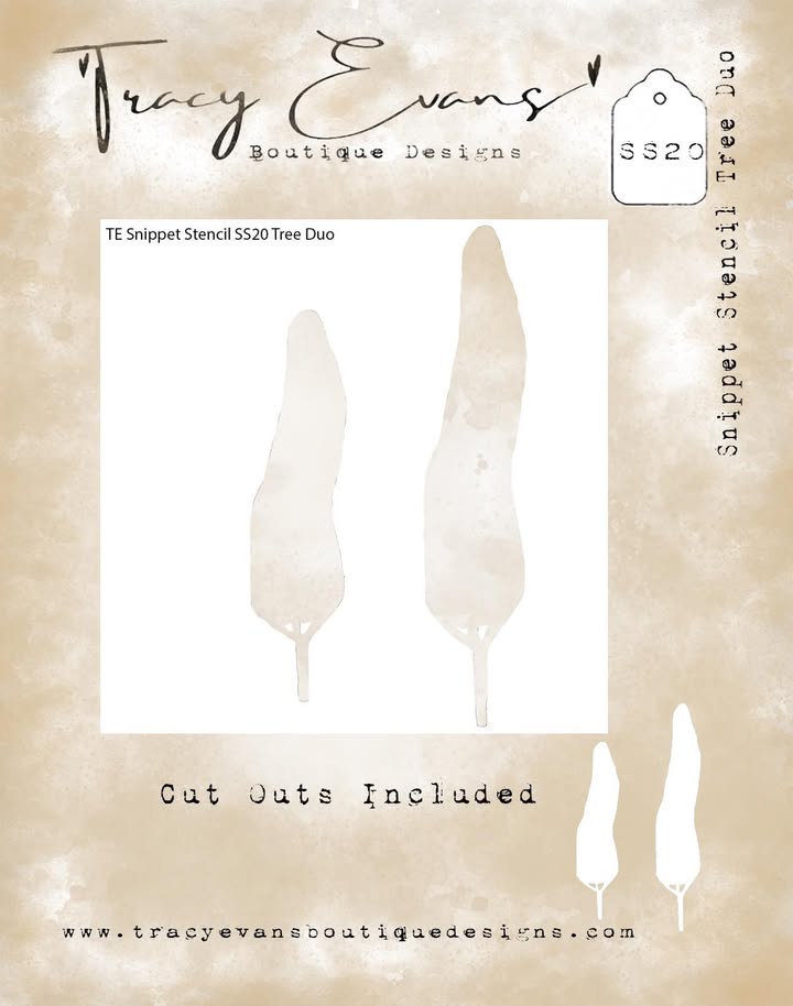Tracy Evans Boutique Designs - Snippet Stencils - Tree Duo SS20