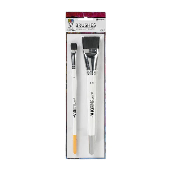 Dina Wakley Media Stiff Bristle Brushes 2 pack 1.5in & .5in