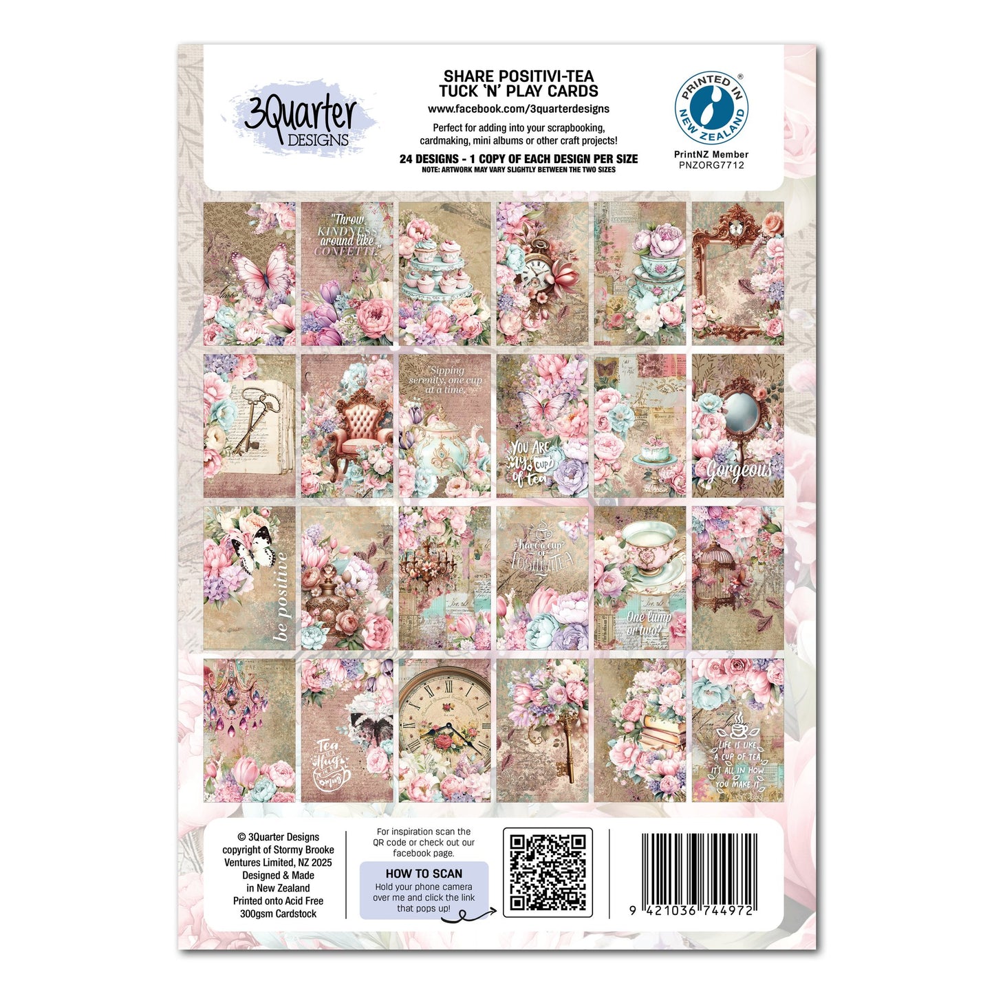 3 Quarter Designs - Share Positivi- Tea Tuck 'n' Play Cards