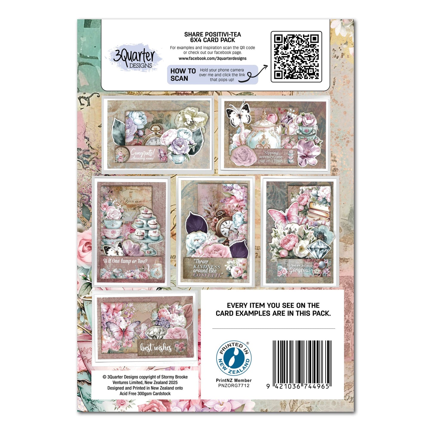 3 Quarter Designs - Share Positivi-Tea 6x4 Card Pack