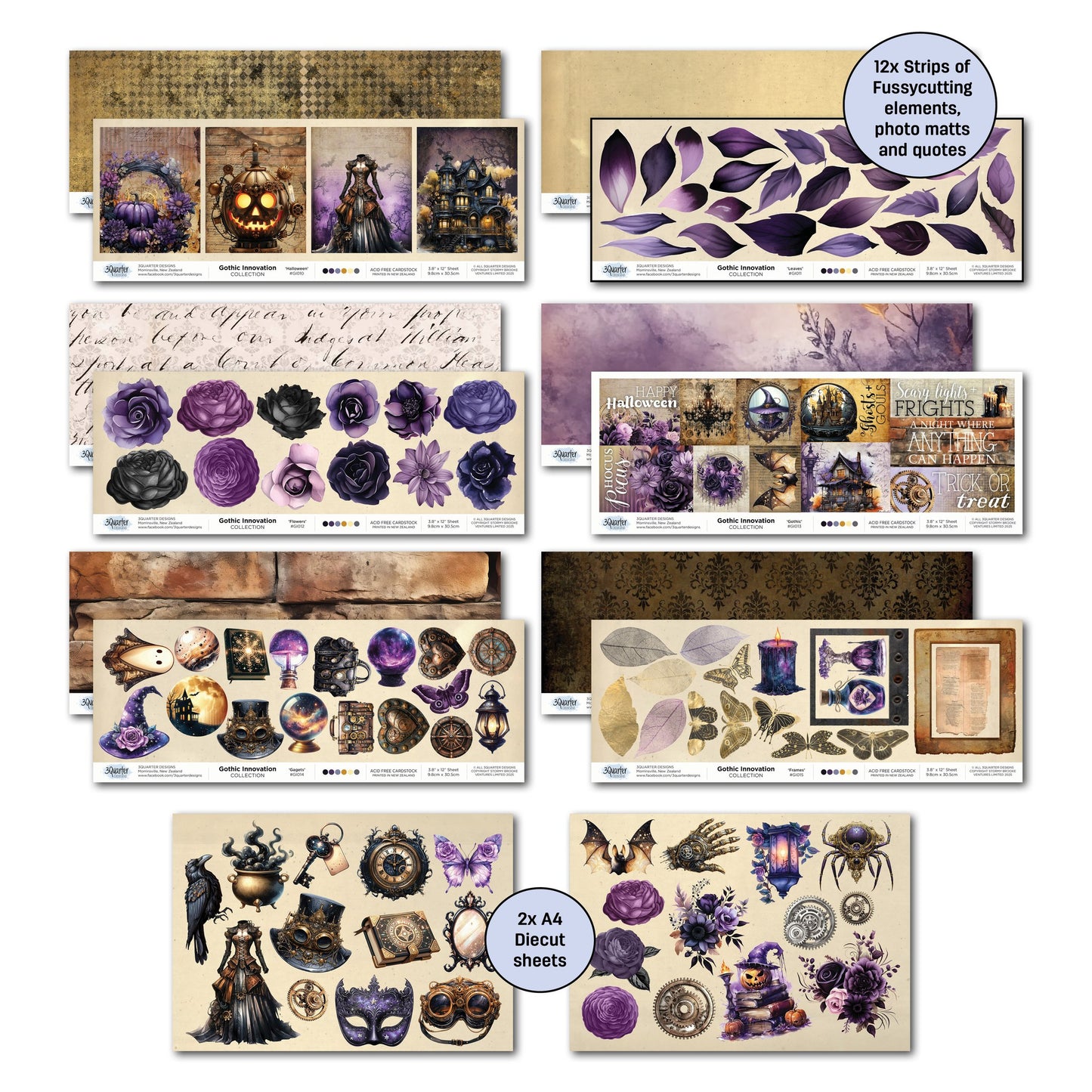 3 Quarter Designs - Gothic Innovation Collection Designer Paper & Diecuts Set