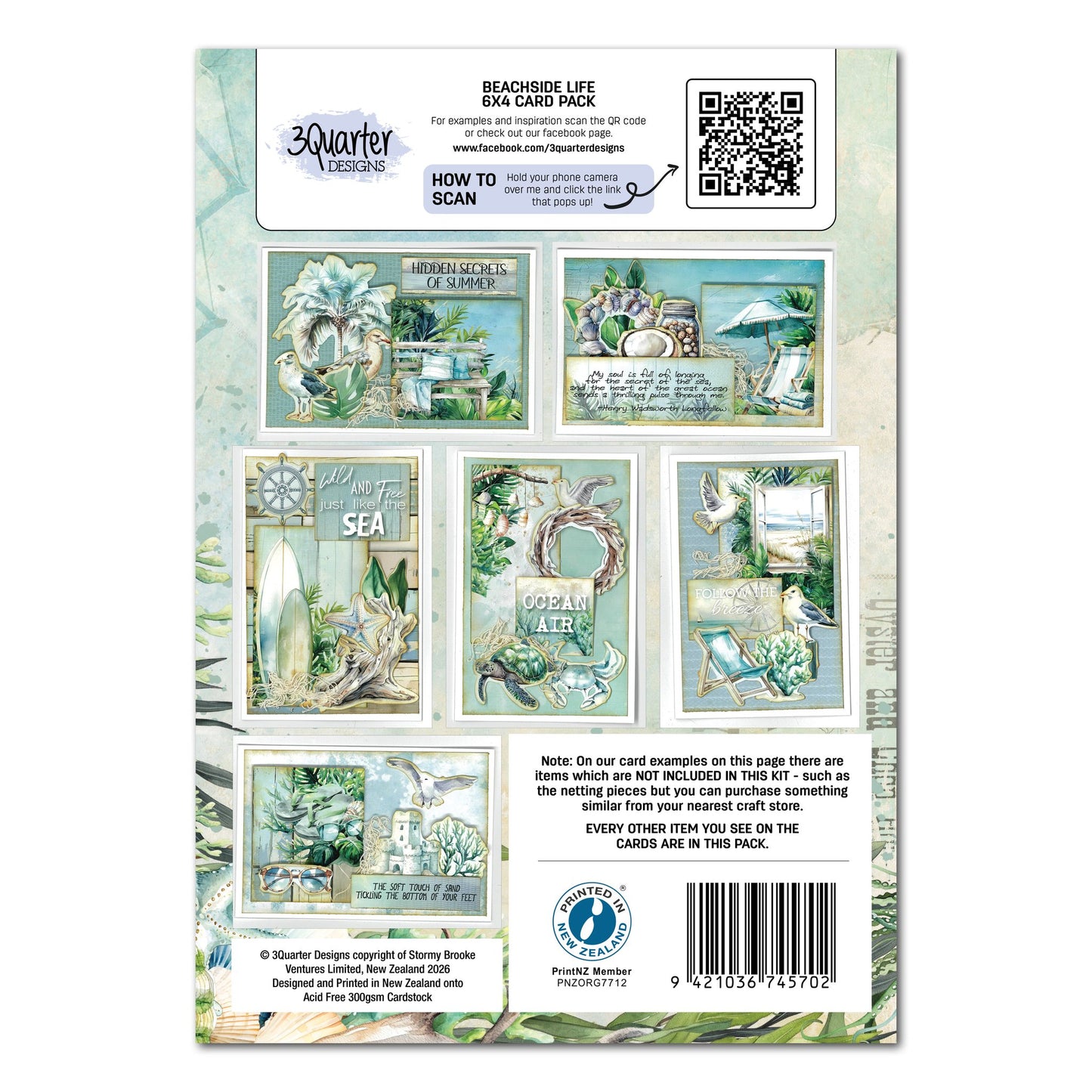 3 Quarter Designs - Beachside Life Collection 6x4 Card Pack