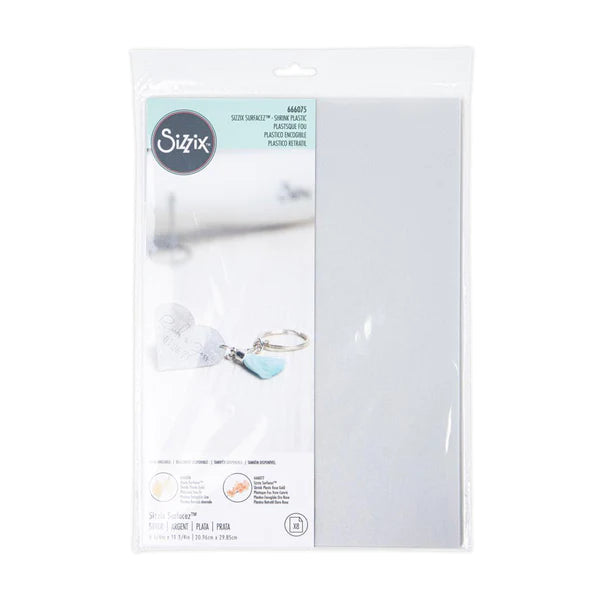 Sizzix Surfacez - Metallic Shrink Plastic - Silver 8pk