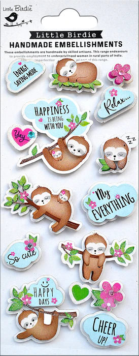 Little Birdie - Handmade Embellishments -Happy Days 13pc