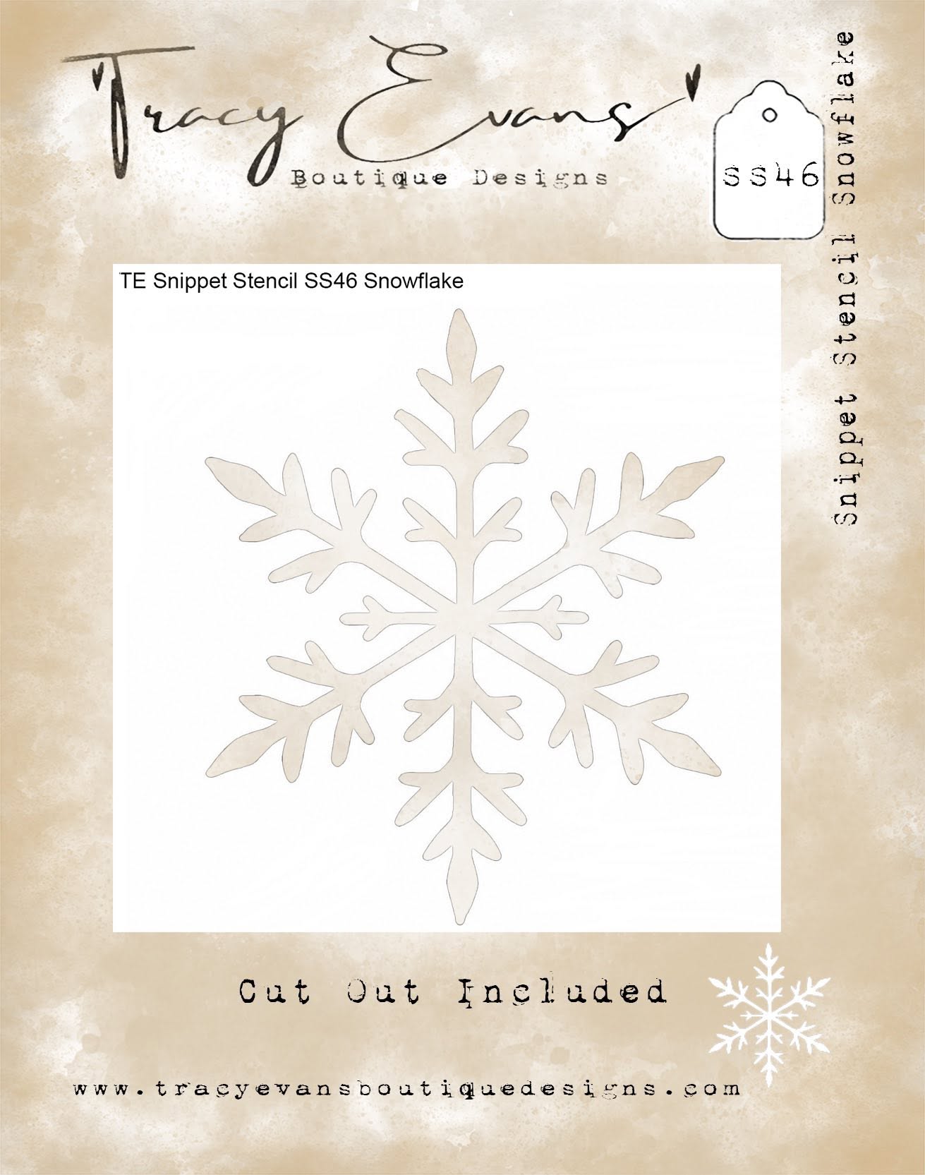 Tracy Evans Boutique Designs - Snippet Stencils - Snowflake SS46