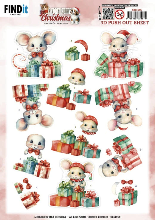 3D Push Out - Berries Beauties A Very Furry Christmas - Mouse