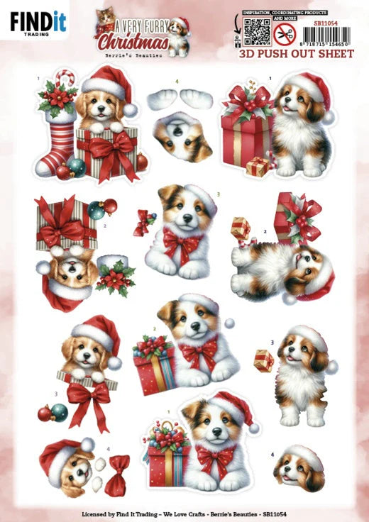 3D Push Out - Berries Beauties A Very Furry Christmas - Puppy