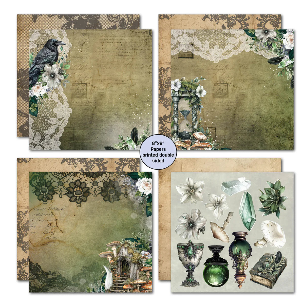 3 Quarter Designs -Earth Witch Papers Pack 8"x 8"