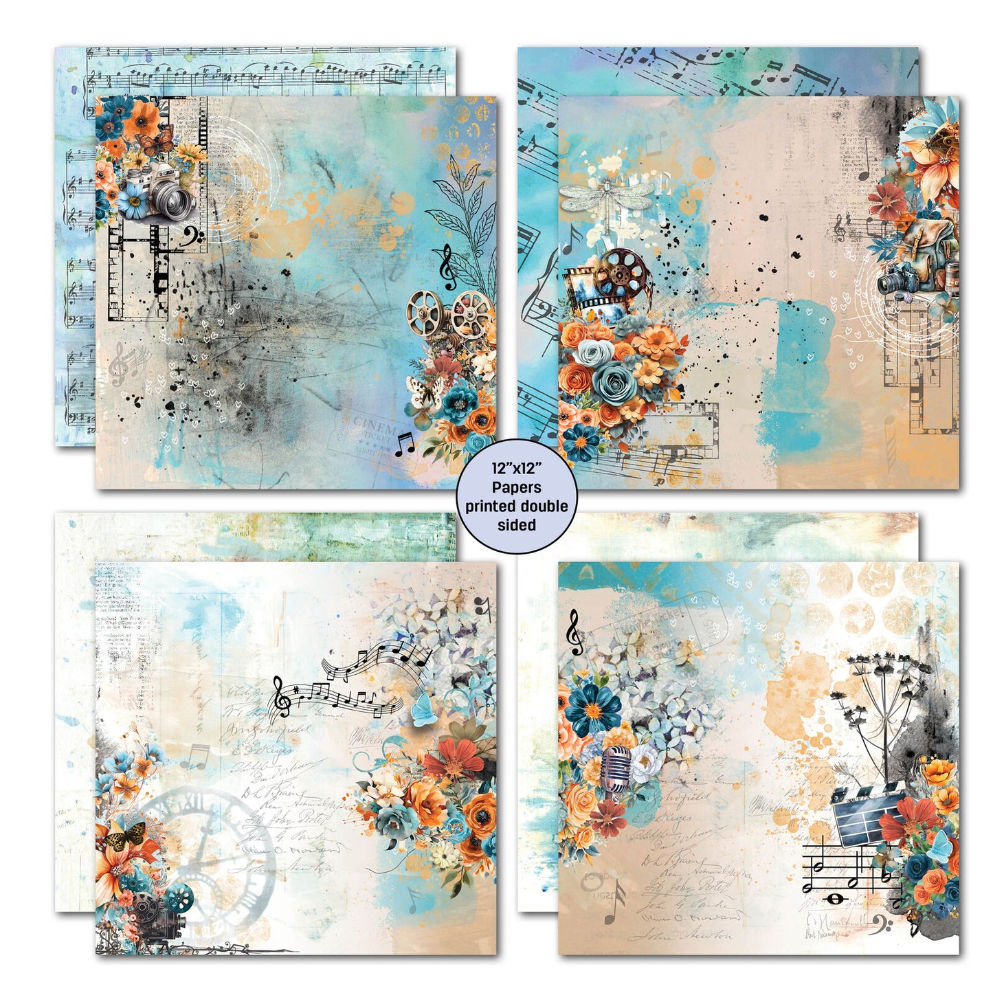 3 Quarter Designs - Cerulean Score Collection Designer Paper & Diecuts Set