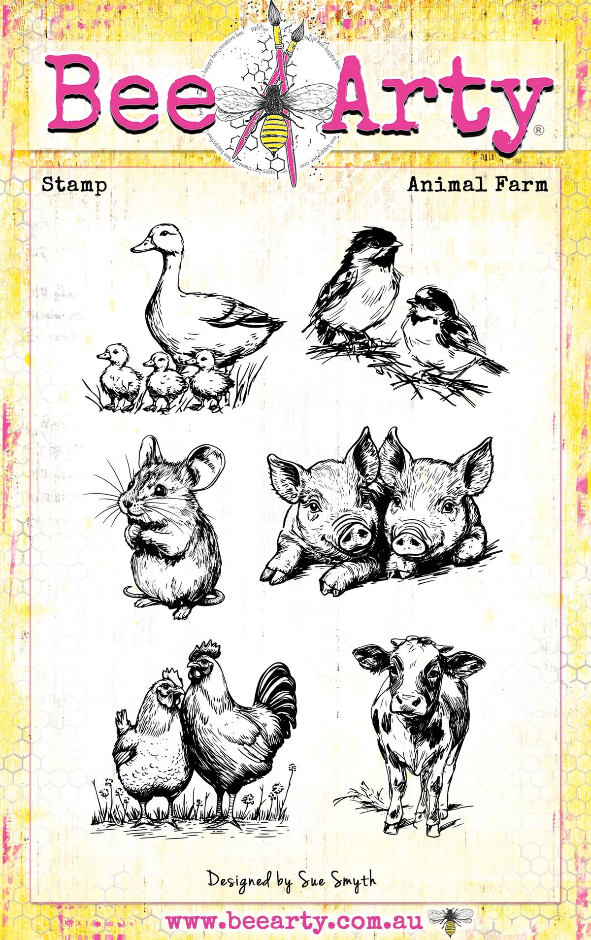 Bee Arty -Collage Acrylic Stamp - Animal Farm