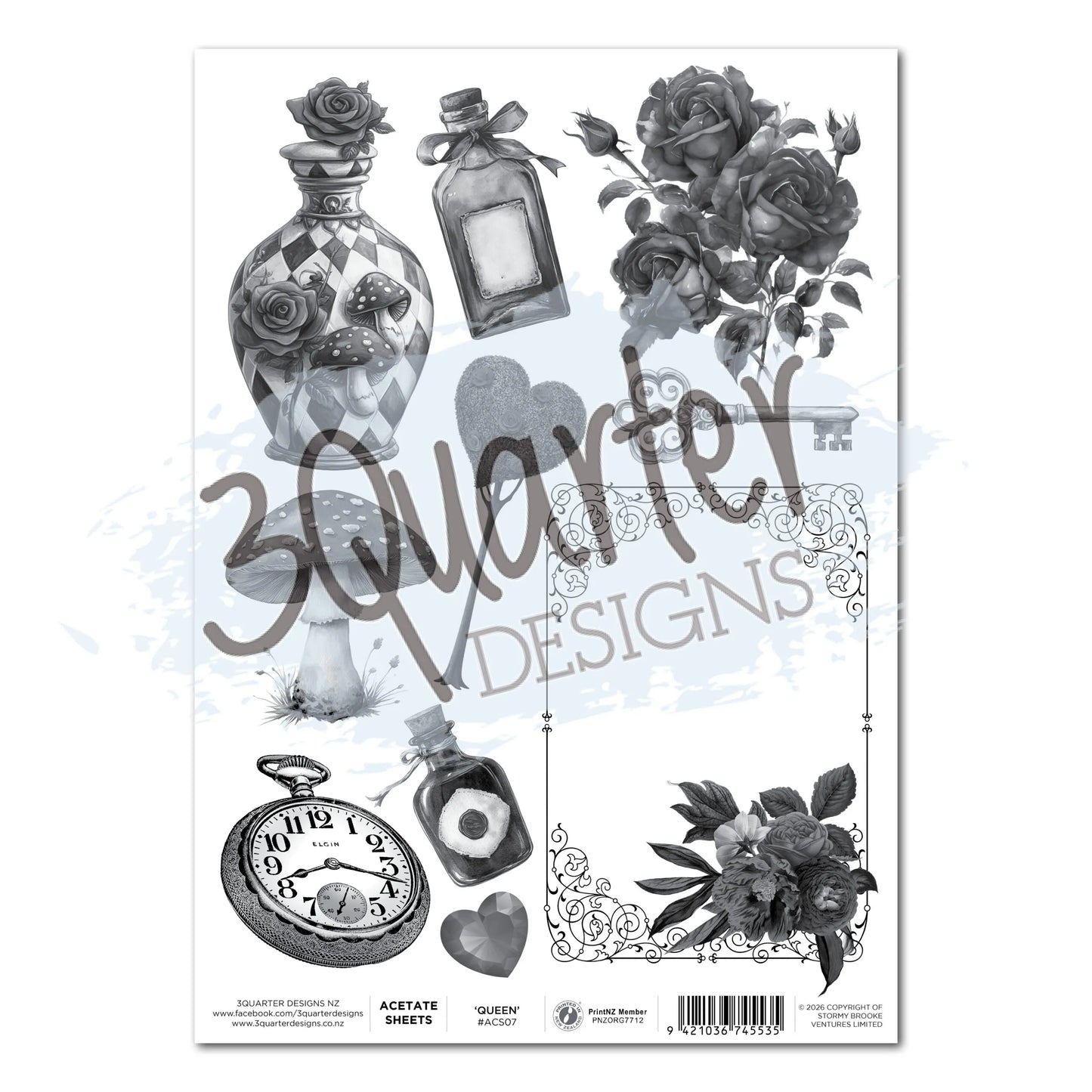 3 Quarter Designs - Acetate Sheet -Red Queen