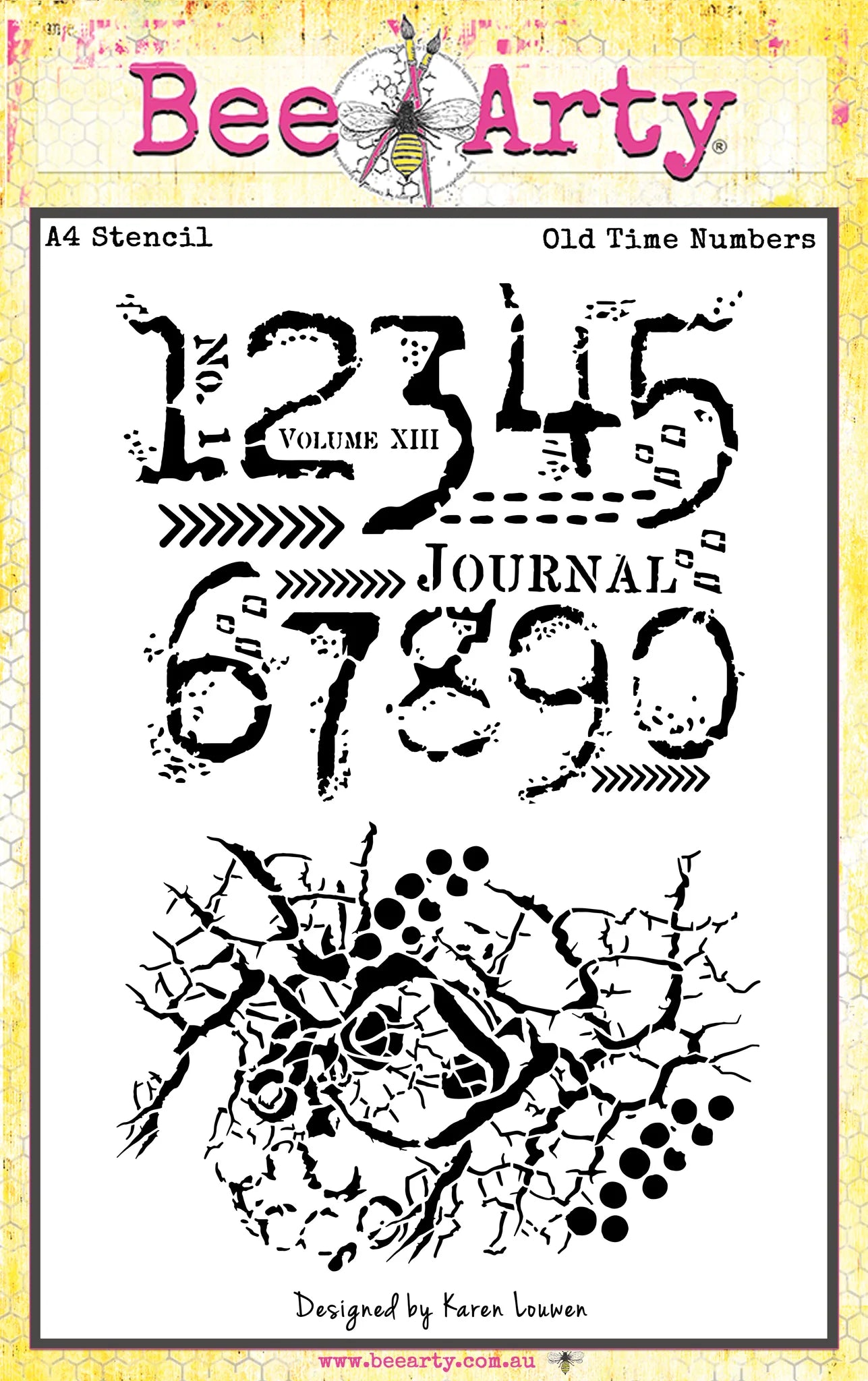 Bee Arty Stencil A4 - Old Time Number