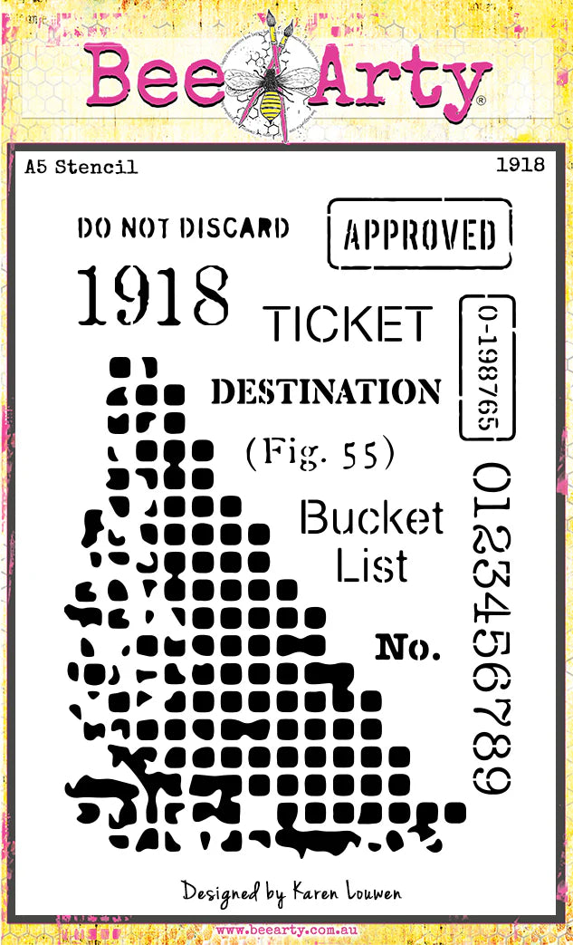 Bee Arty Stencil A5 - 1918 Addicted to Grunge