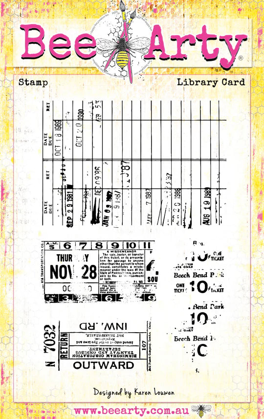 Bee Arty - Library Card Acrylic Stamp - Addicted To Grunge