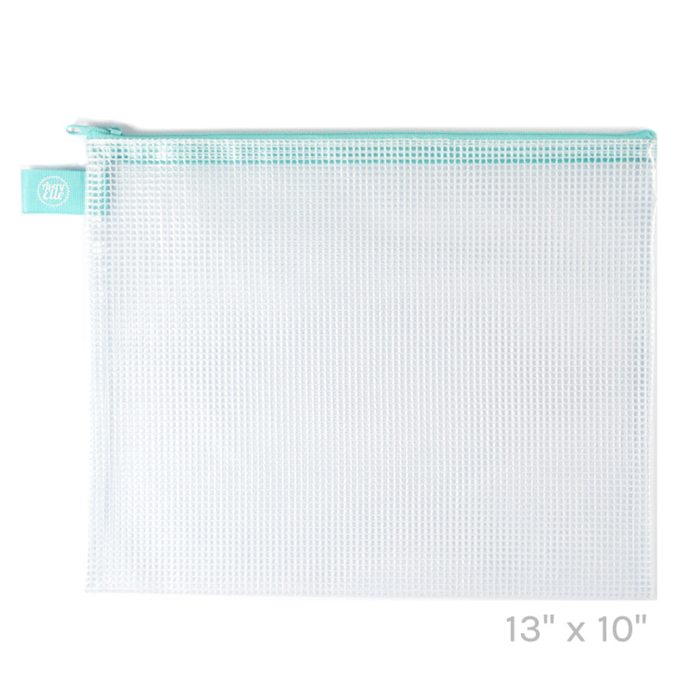 Avery Elle - Small 10" x 8" Aqua Zippered Vinyl Mesh Bag