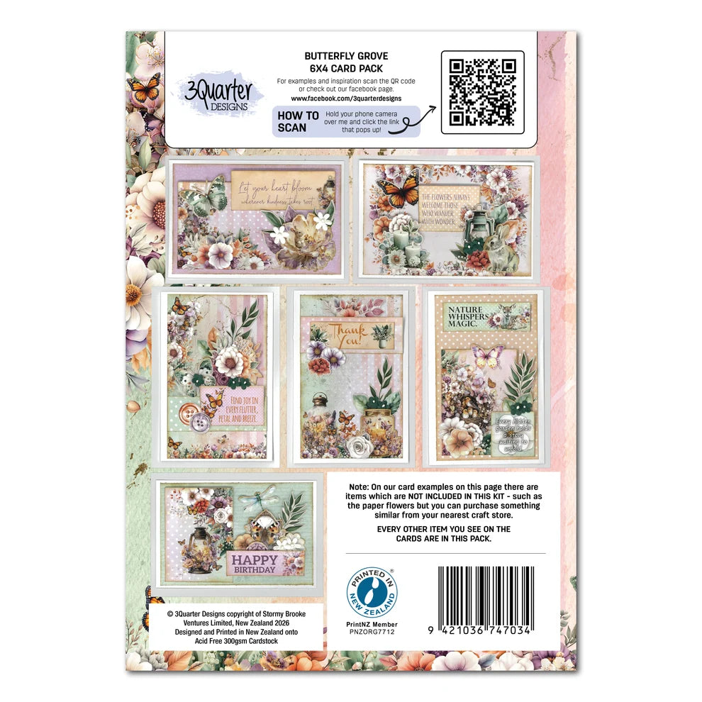 3 Quarter Designs - Butterfly Grove Collection 6x4 Card Pack