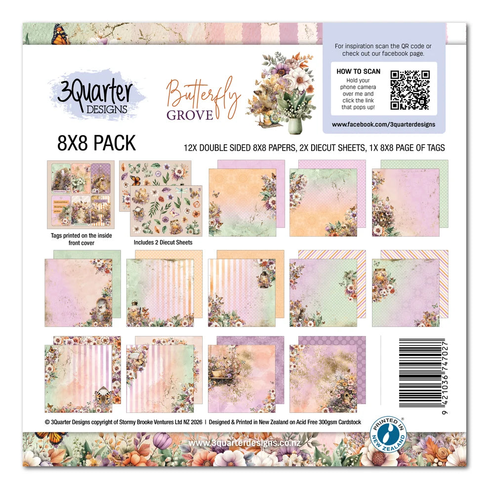3 Quarter Designs - Butterfly Grove Collection 8x8 Pack