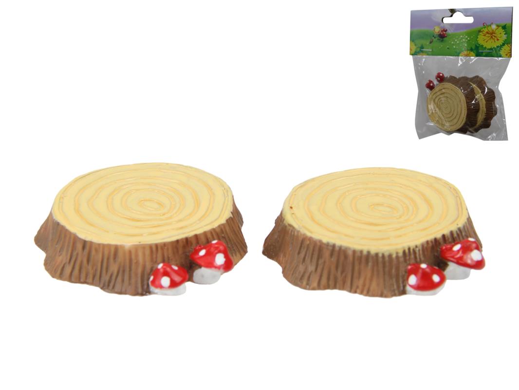 Set of 2 Fairy Garden Stump With Mushroom