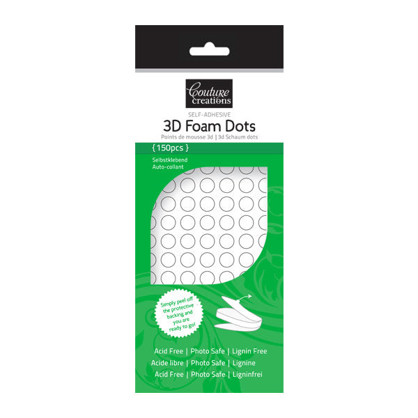 3D Adhesive Foam Dots White (150 pc)