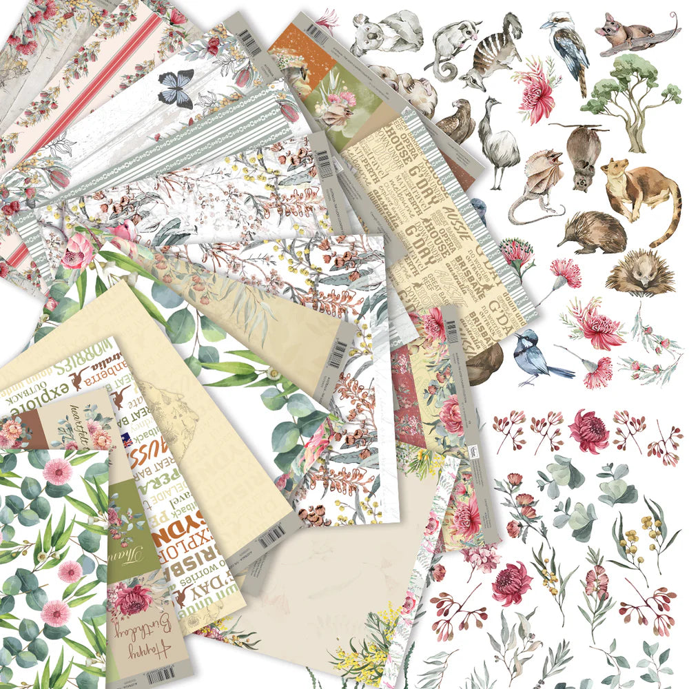 Paper Pack - Australia The Lucky Country Collection 12 x 12 (16 Double Sided Papers) plus 78 pieces