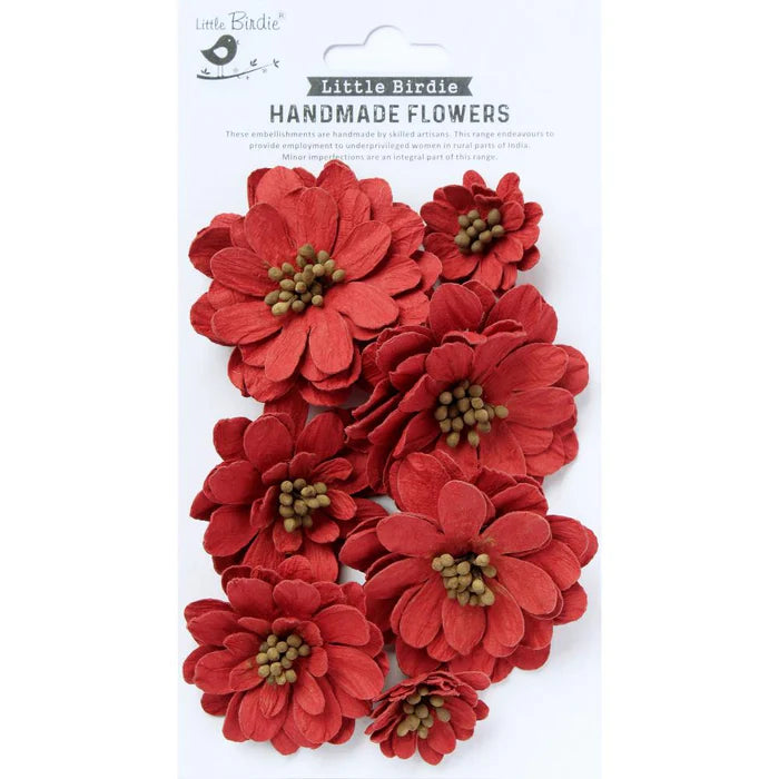 Little Birdie - Galina Handmade Flowers - Cardinal Red 7pc