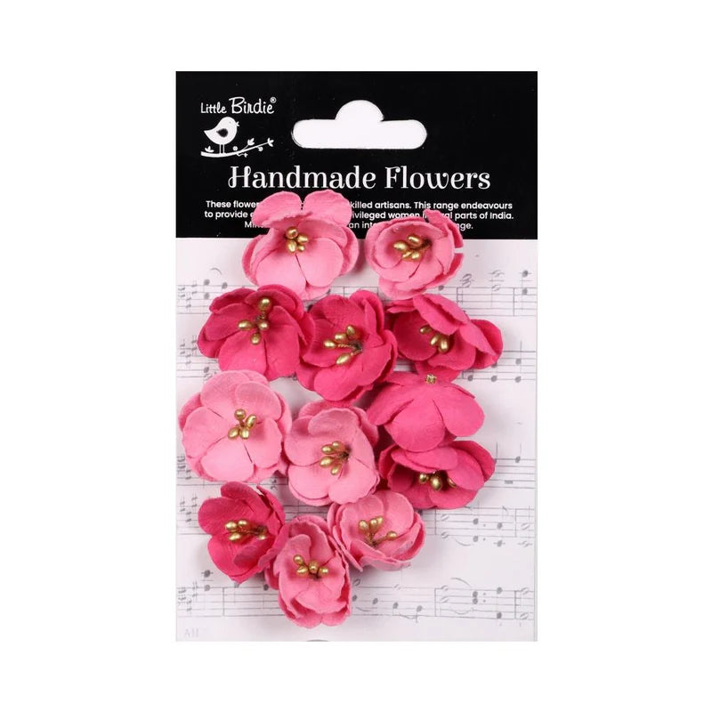 Little Birdie - Paper Flowers 12/Pkg - Embossed Daisies Precious Pink