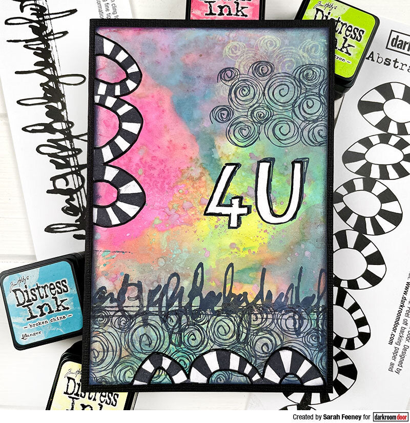 Rubber Stamp - Darkroom Door - Abstract Stamp - Swishy Swirls