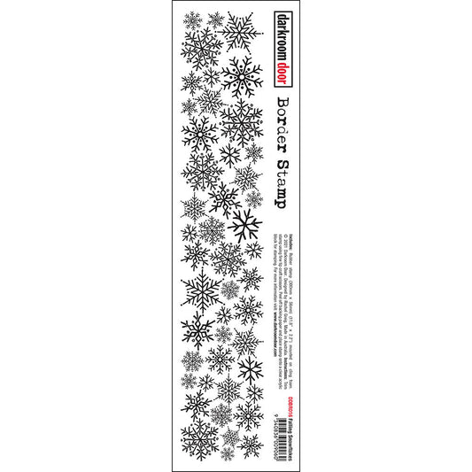 Rubber Stamp - Darkroom Door - Border Stamps - Falling Snowflakes