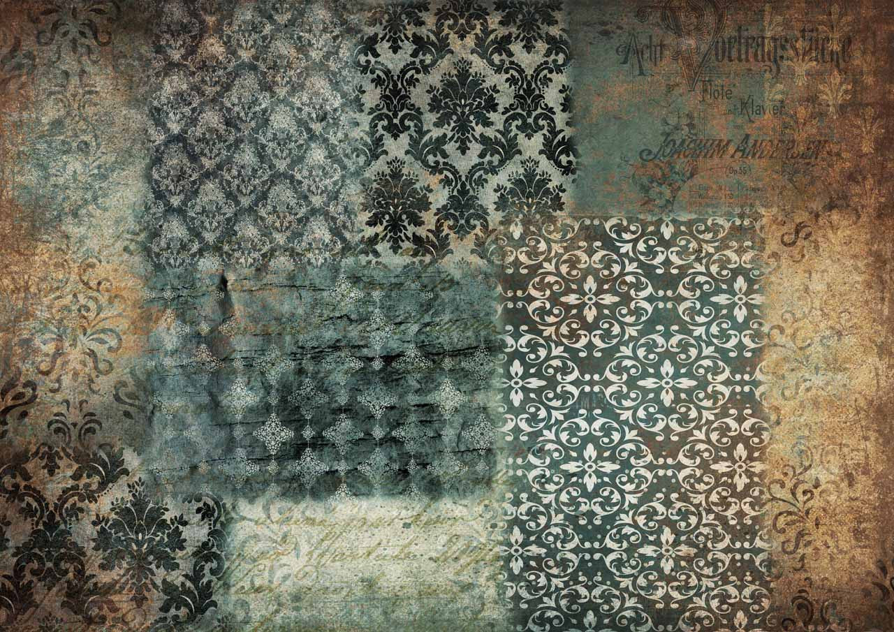 Decoupage Queen Rice Paper - A4 Sheet -Blue Patchwork