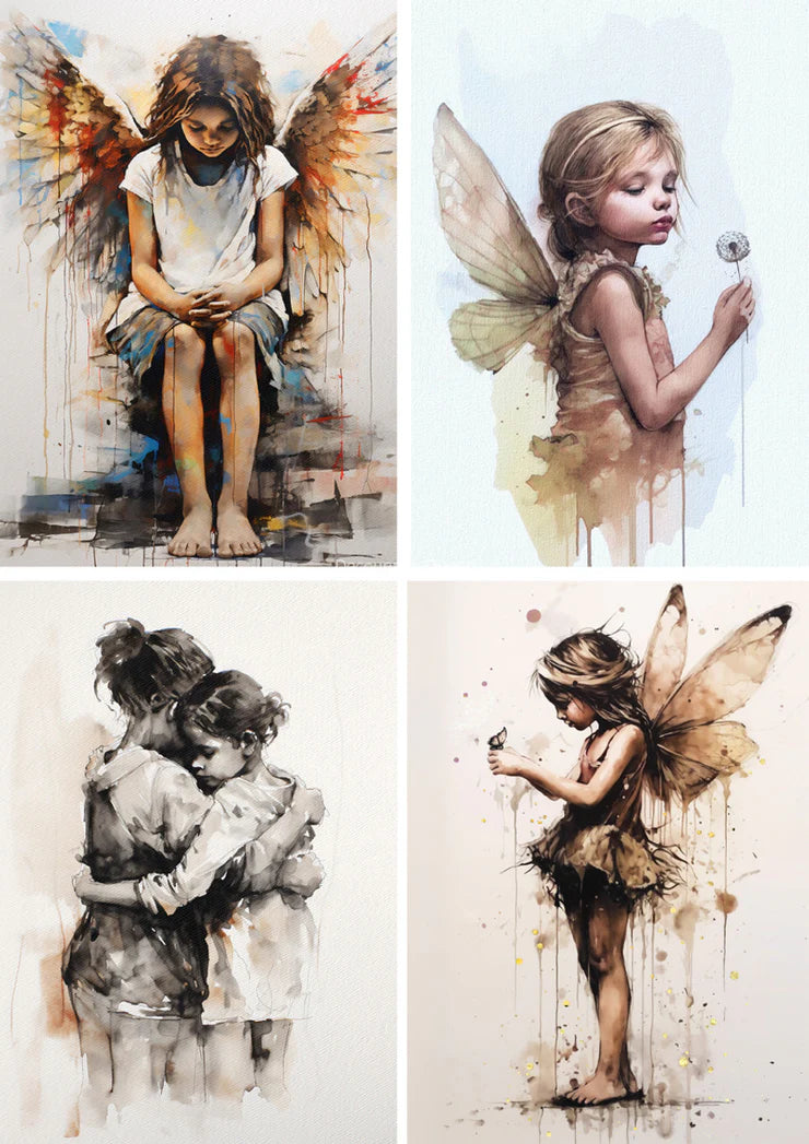 Andy Skinner - Rice Paper - A4 Sheet - Angels Four Pack