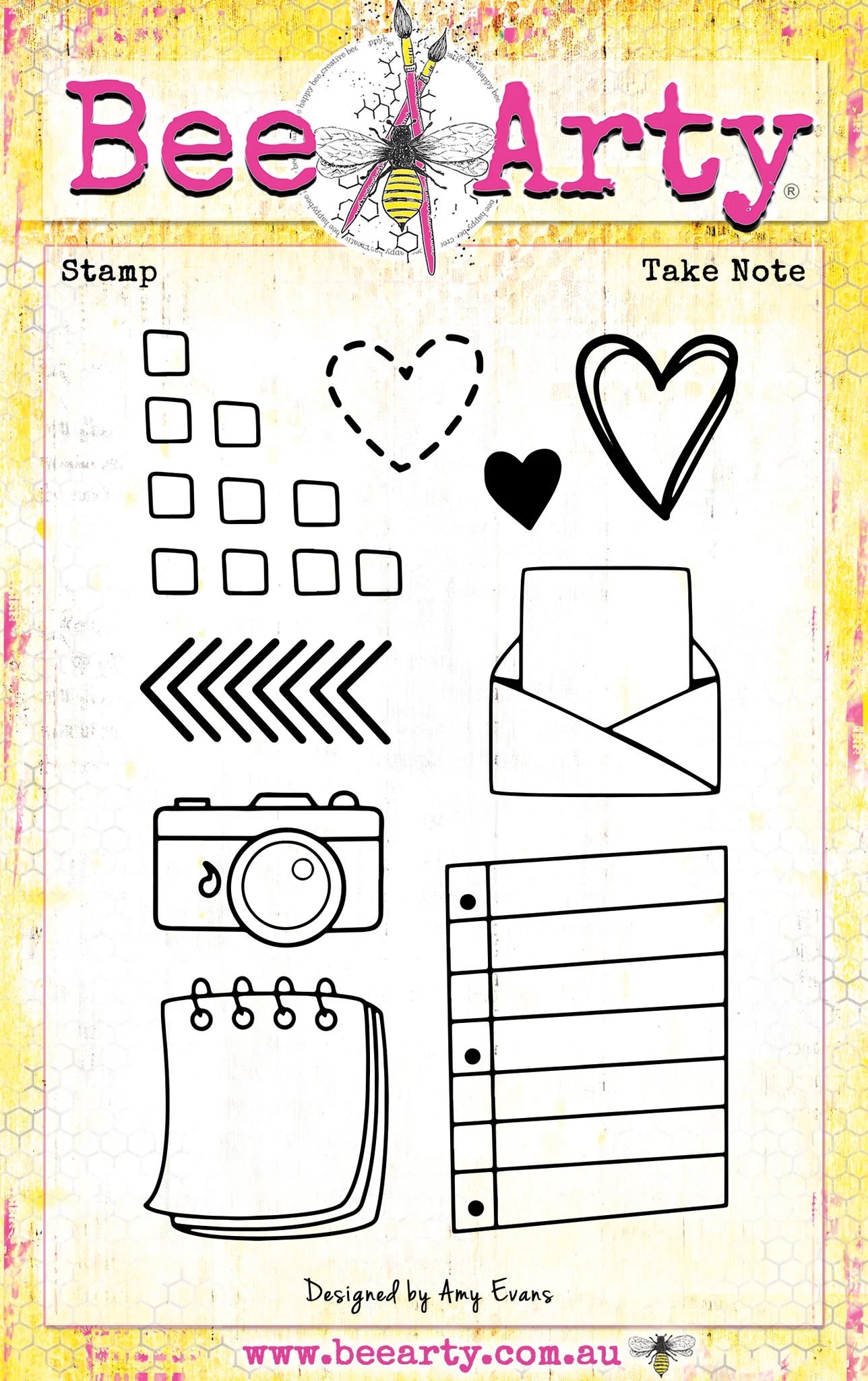 Bee Arty Acrylic Stamps - Take Note