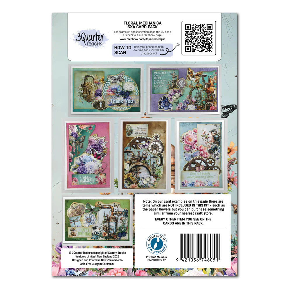 3 Quarter Designs - Floral Mechanica Collection 6x4 Card Pack