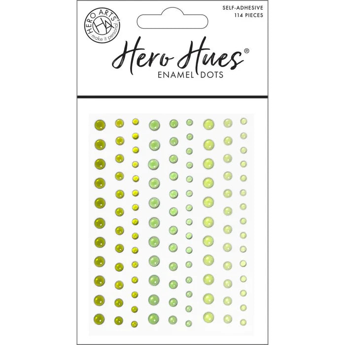 Hero Arts - Self-Adhesive Hero hues Enamel Dots- Translucent Greens