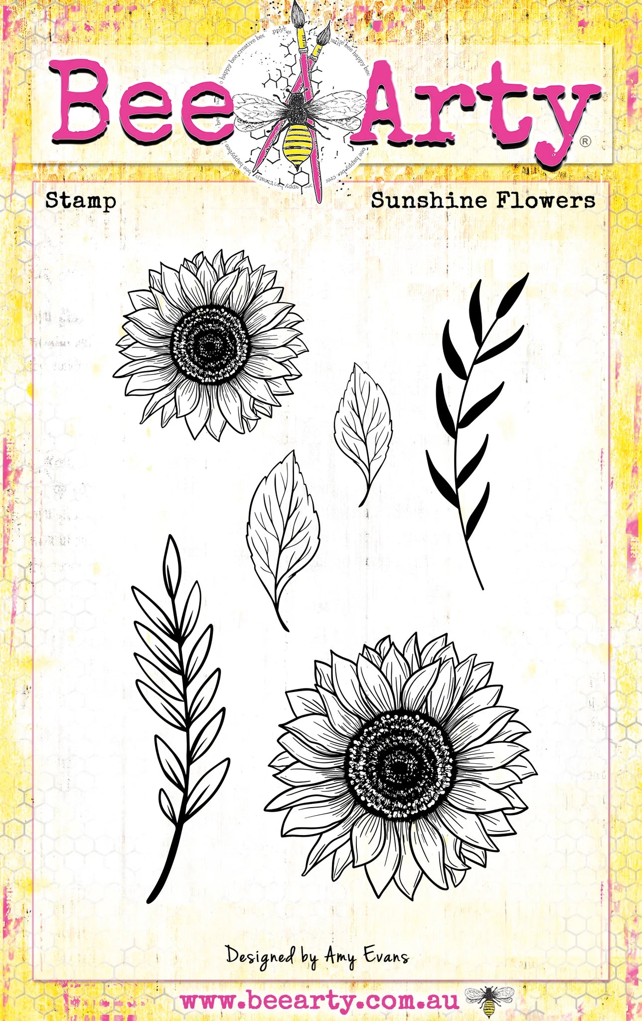 Bee Arty Acrylic Stamps - Sunshine Flowers