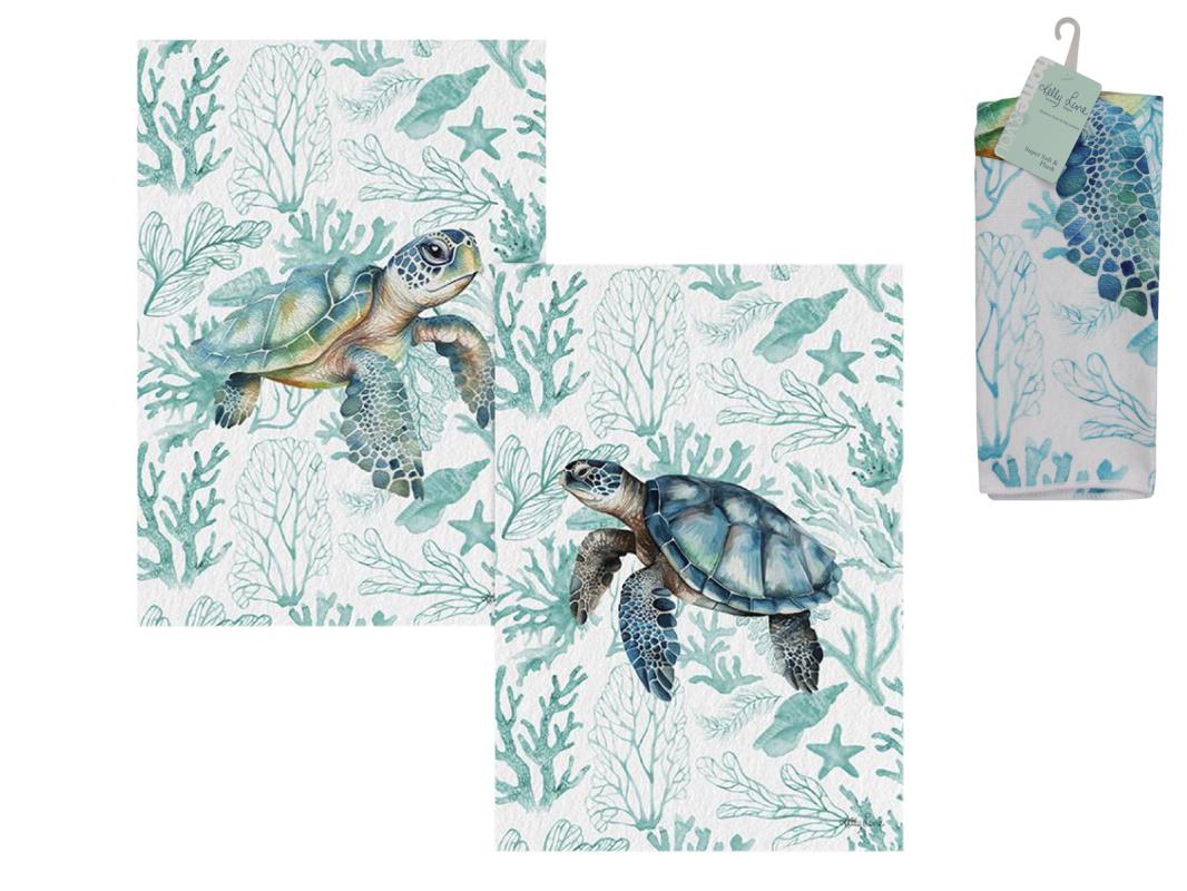 Kelly Lane - Coastal Turtle Tea towels (Set of 2)
