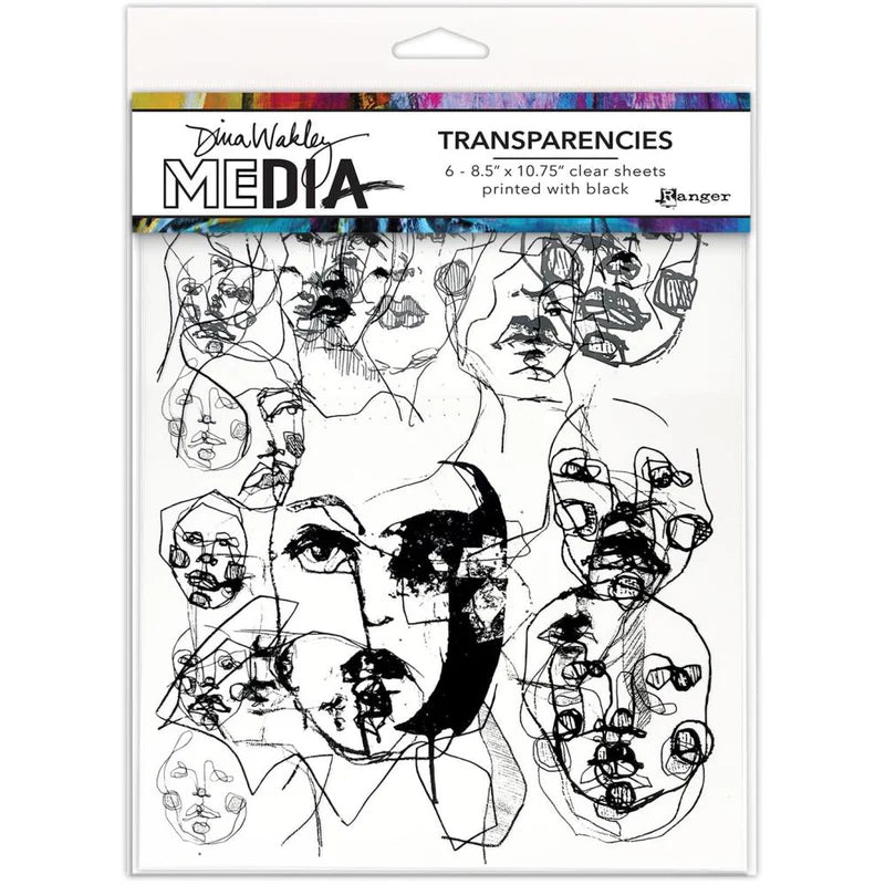 Dina Wakley Media Transparencies 8.5"x 10.75" - Abstract Portraits Set 1